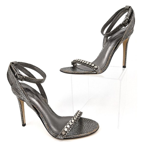 PAIGE Gwynn Ankle Strap Sandal Pewter Crackle 7.5 - Picture 9 of 11